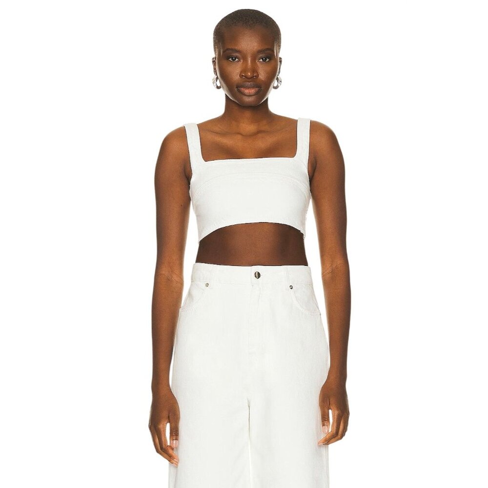 Loulou Studio Anet Bra Top in Ivory XSmall New Womens Denim Crop Tank